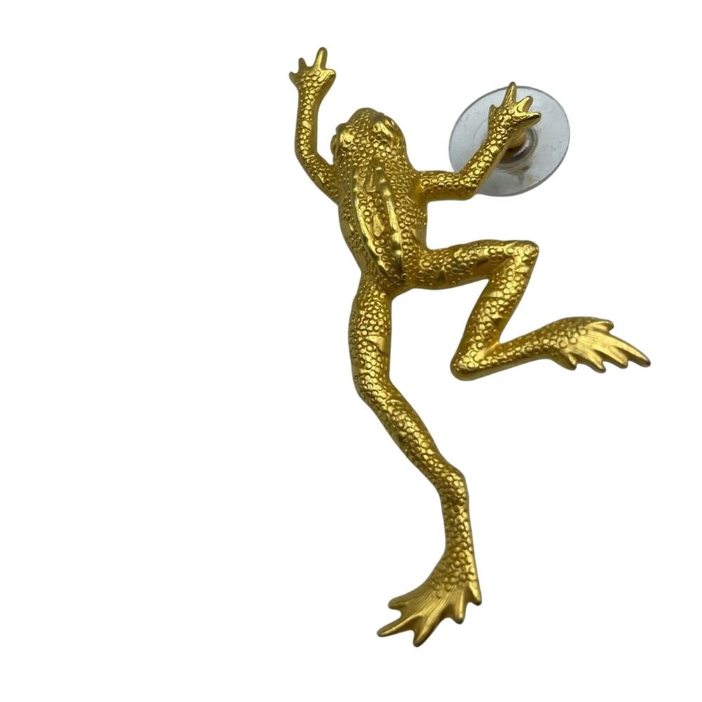 Vintage JJ Jonette Gold Tone Frog Pin Brooch 90s